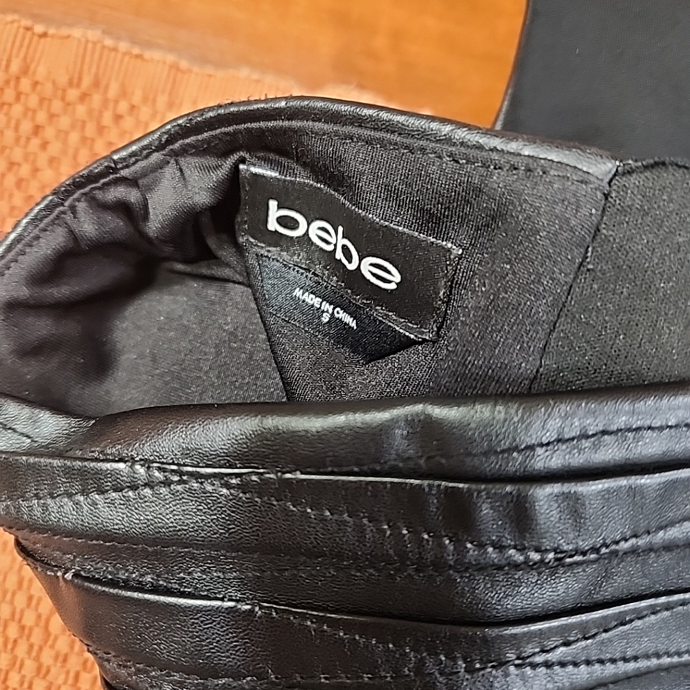 Bebe Black Leather-Style Trousers - Picture 3 of 3